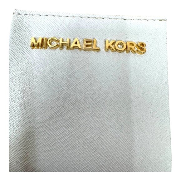 Michael Kors Navy Blue White Stripe Jet Set Leather Wallet Wristlet Compact EUC - Picture 2 of 10